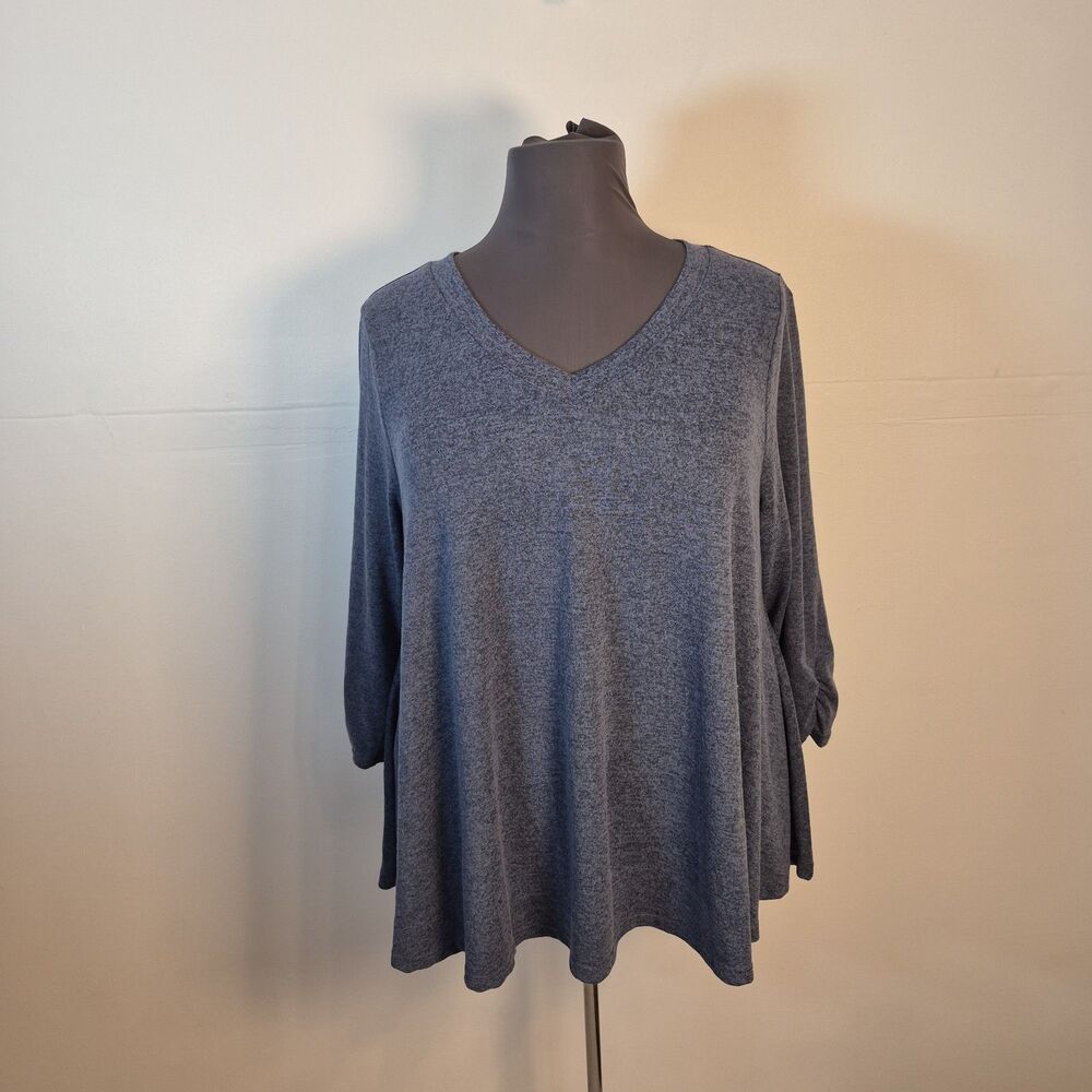 Lane Bryant Women's Swing Collection Tunic Top Size 22/24 Heather Blue V-neck